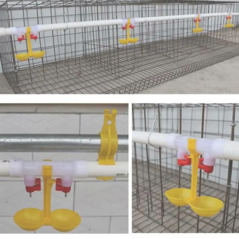 10 шт. куриный питьевой ниппель двойного сопла поилка для кур чашка лоток миска
