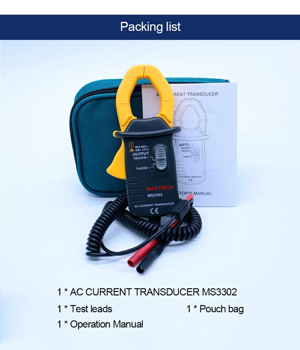 MASTECH Origin MS3302 токовые клещи переменного тока 0.1A-400A преобразователь True RMS
