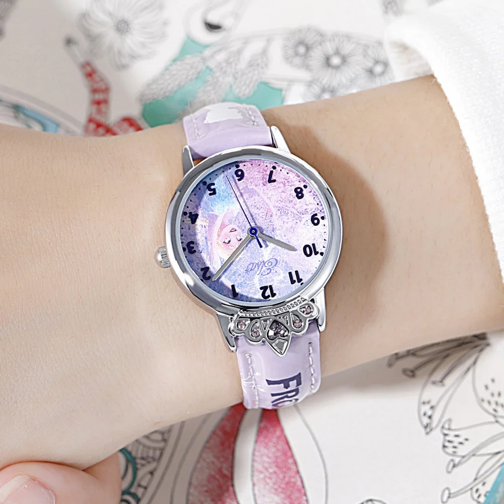 Брендовые детские наручные часы disney для девочек Кварцевые водонепроницаемые с