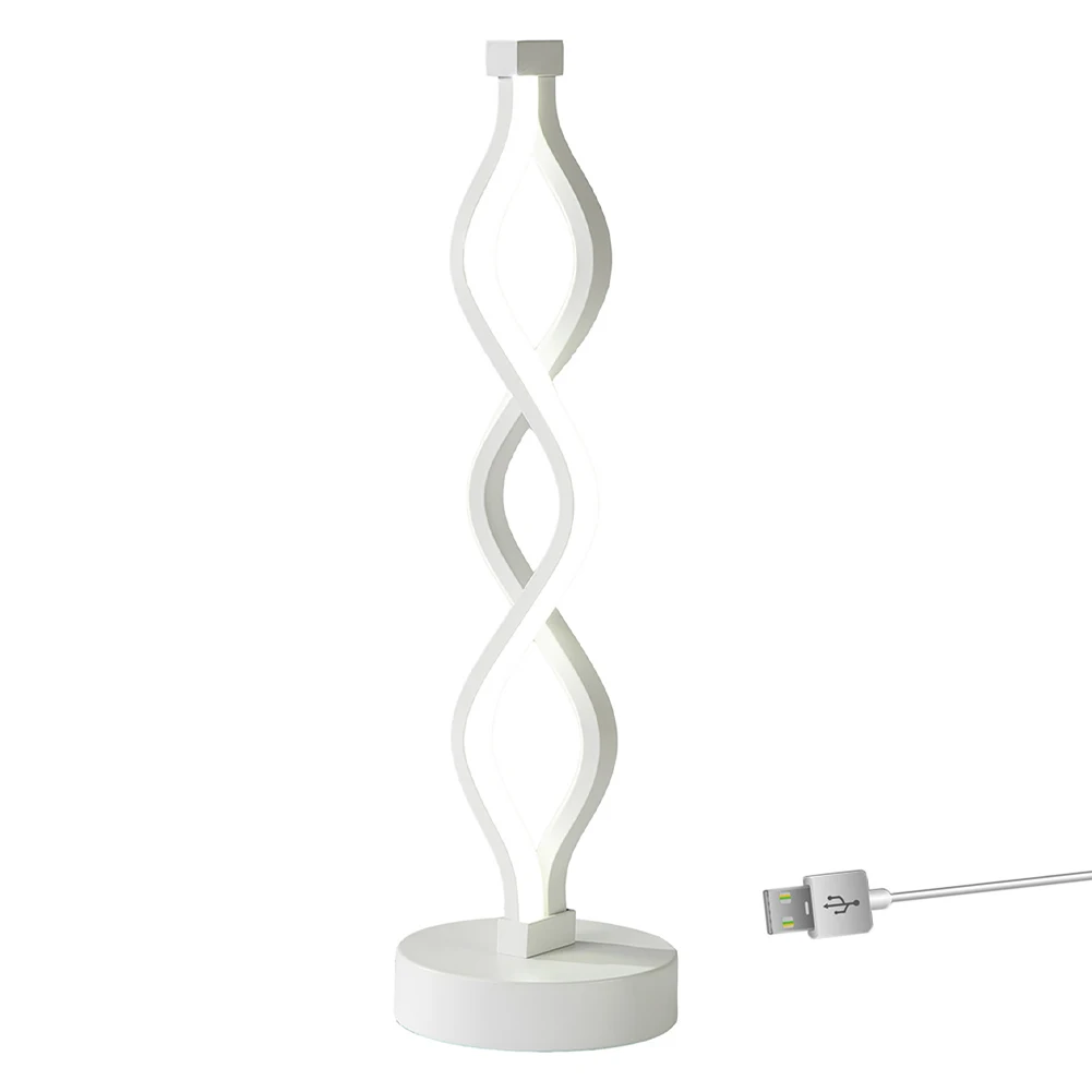 

Simple Table Lamp Reading Modern Student Bedroom Bedside Spiral Shape Home Eye Caring Living Room Office Dimmable Warm Light