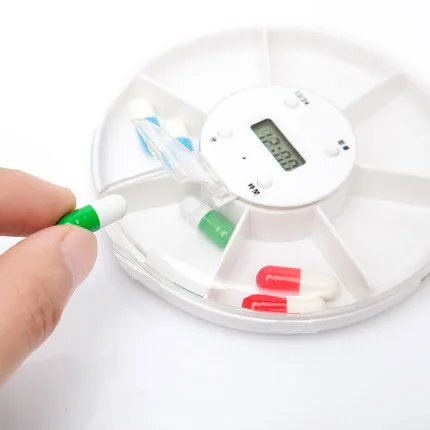 

smart reminder sealed pill grids Intelligence Electronics Timing Pill Cases Medicine Box Container Tablet Storage Case Circular