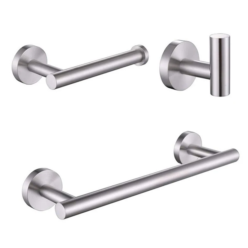 

Towel Bar Set Fashion Modern Bathroom Accessories Set Silver Hardware Bath Towel Rack Set LB88
