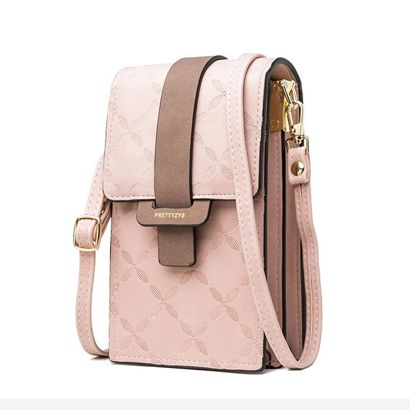 

Fashion Women's Leather Sling Bag Pink Kawaii Lady Clutch Wallet Korean Style Shoulder Bag Women Crossbody Bags for Mobile Phone