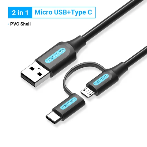 Vention 2 в 1 USB Type C кабель для Xiaomi Mi 9 3A Быстрая зарядка USB кабель для Samsung Galaxy S10 S9 Plus Huawei кабель Micro USB