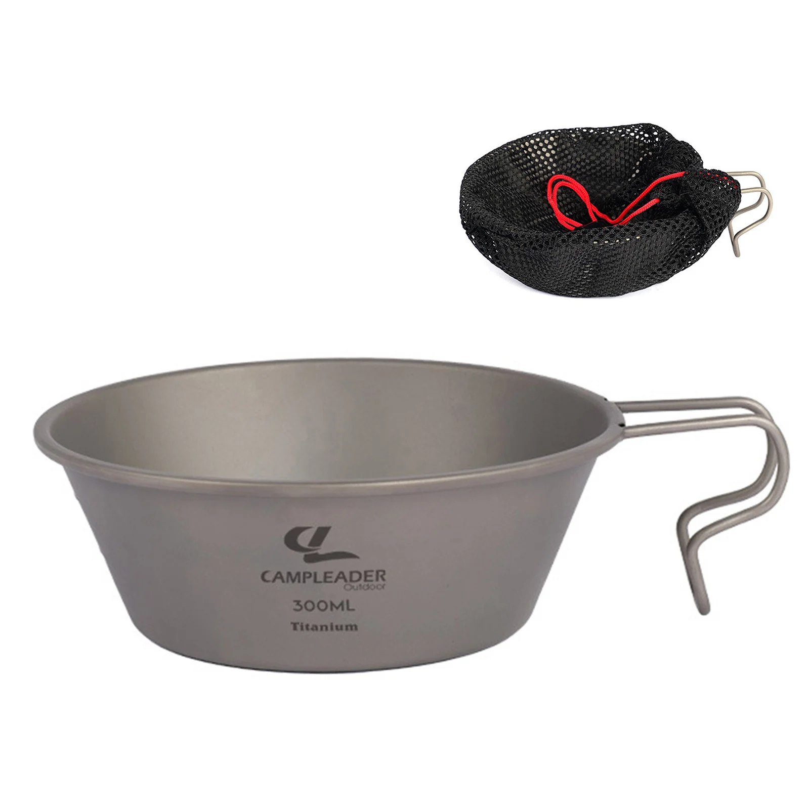 

300ml Outdoor Conical Titanium Bowl Tableware Sherard Rice Bowl Anti-scalding Anti-dropping Pure Bowl With Hook Camping Cosy