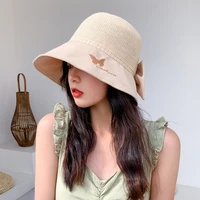 new panama women fashion sun hats bow decoration uv protection wide brim hat face neck visor hat beach sports female caps