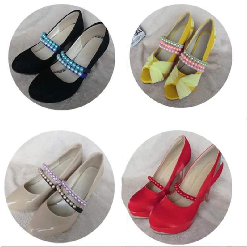 50 Pair Women Pearl Bands Shoelace Belts, Princess Shoe Accessory Decoration Straps for Sandal , Shoes Lace for Loose Shoes