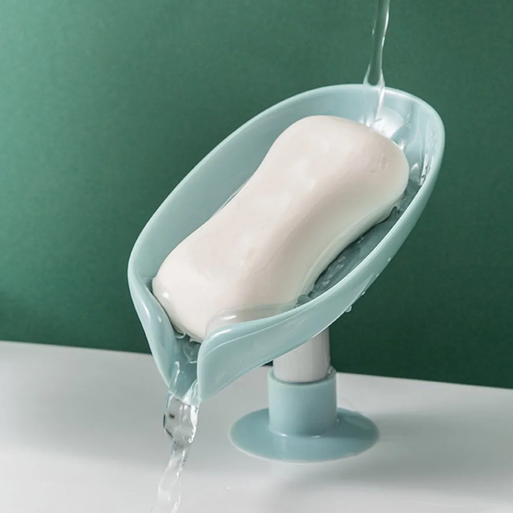 

Bathroom Leaf Shape Soap Box Drain Soap Holder Box Bathroom Shower Soap Holder sponge Storage Plate Tray Bathroom Supplies