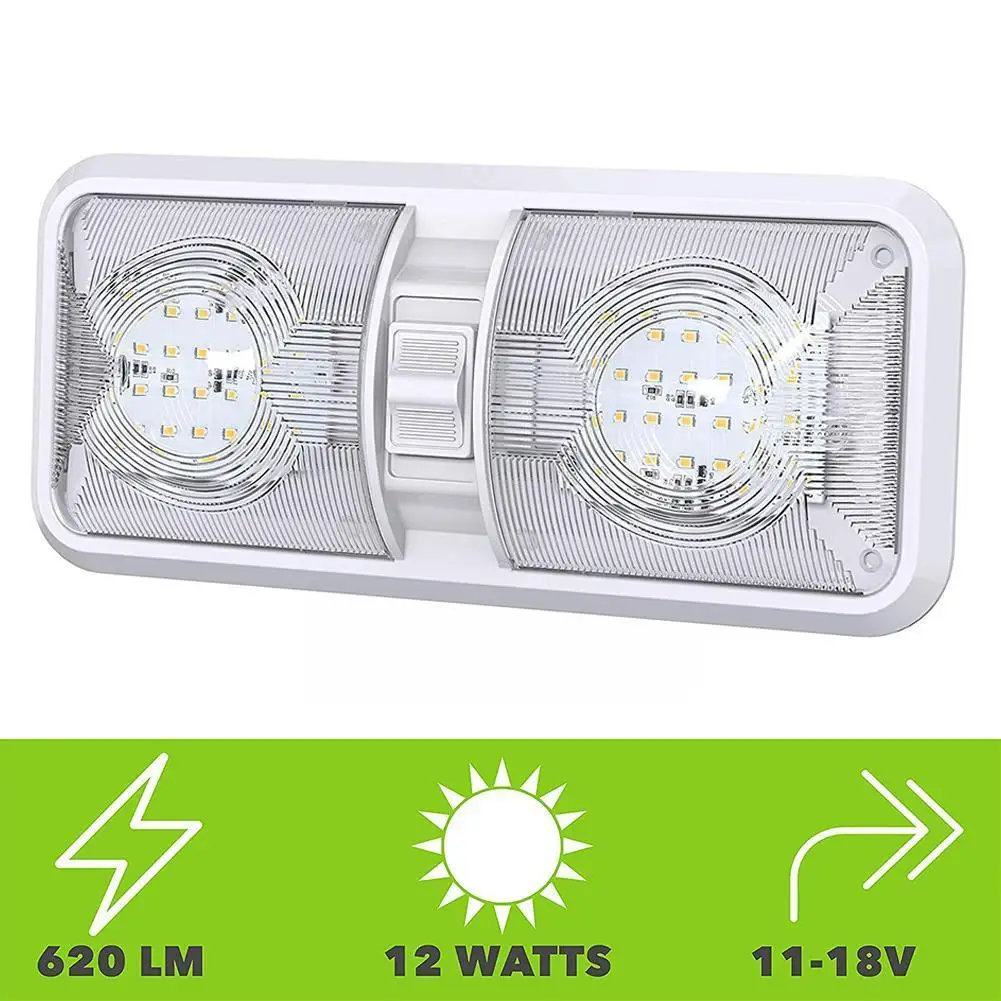 

1 Pcs Led Rv Lights 12v 48 Led Interior Double Dome Ceiling Light For Rv Boat For Trailer White Caravan Accessories W9c2