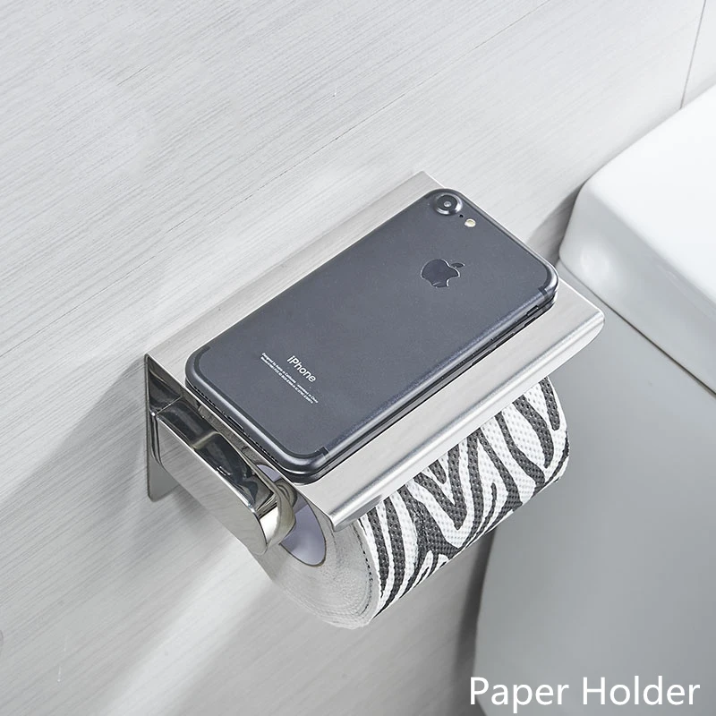 

Stainless Steel Bathroom Hardware Set toothbrush holder metal Chrome Polished Towel Rack Toilet Brush Holder Towel Paper Holder