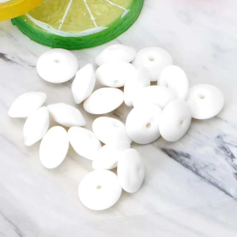 

20pcs Lentil Abacus Teething Silicone Beads Diy Teether Necklace Toys Baby Care
