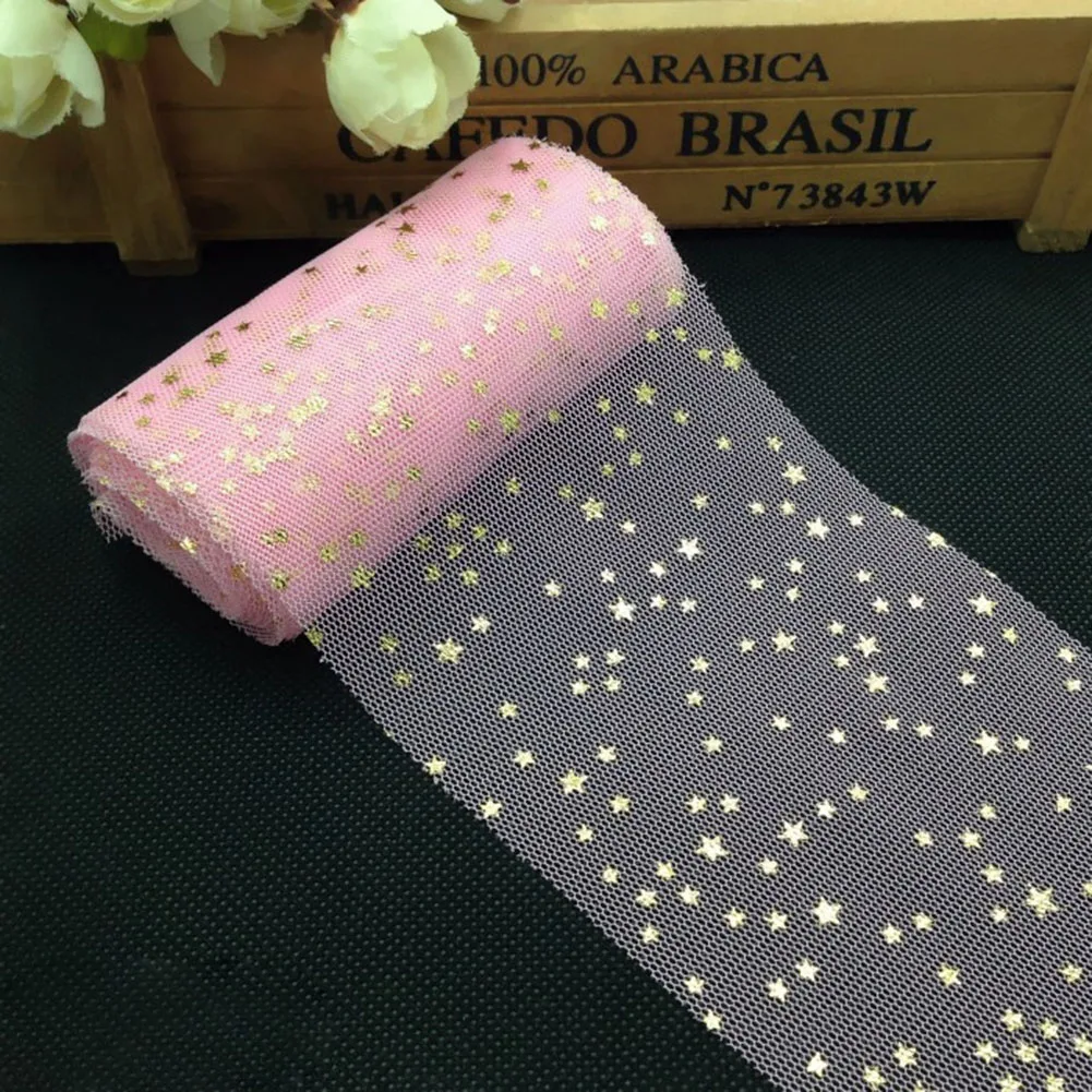 

5Yards/Roll Star Tulle Confetti Glitter Tulle Baking Cake DIY Wedding Birthday Decoration Topper Tutu Pom Bow Soft Sequin Tulle