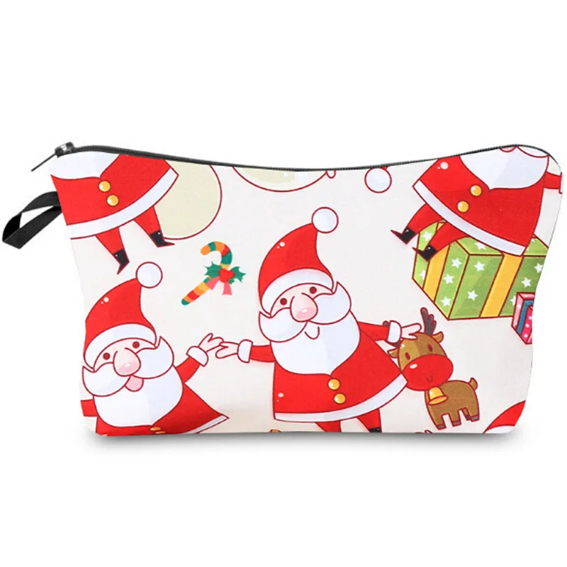 

Santa Claus 3D Printing Makeup Bags With Multicolor Pattern Cute Cosmetics Pouches For Travel Ladies Pouch Women Cosmetic Bag