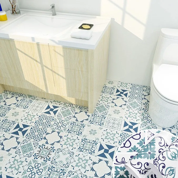 

Водостойкие напольные наклейки для унитаза, ванной комнаты, Нескользящие напольные обои, самоклеящиеся домашние богемные ПВХ виниловые