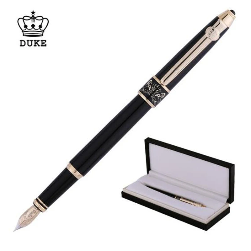 Duke 14K Gold Noble Fountain Pen Calligraphy Fude Nib Ne po leon 0.5mm & 1.0 MM Gift Pen & Gift Box For Business Gift Set