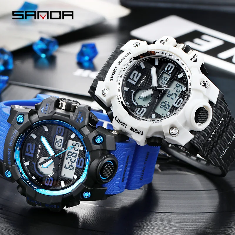 Часы наручные Sanda мужские электронные модные многофункциональные
