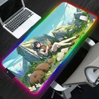 Компьютерный коврик для мыши Genshin Impact RGB со светодиодной подсветкой, игровые аксессуары, милый большой коврик для мыши Venti