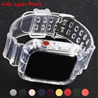 Силиконовый спортивный ремешок для Apple Watch Band Series 6 1 2 3 4 5, прозрачный Желейный браслет для Iwatch 5 4, 38 мм 40 мм 42 мм 44 мм wirst