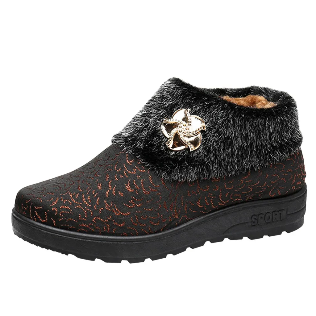 Женские теплые плюшевые ботинки для снега теплая Повседневная обувь женские