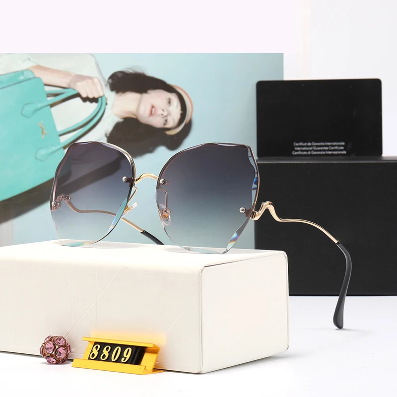 

Retro ladies sunglasses fashion luxury transparent lenses classic frameless ladies gradient glasses AAA+ dating shopping mirror