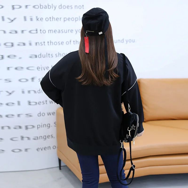 

Plus size women's clothing autumn and winter new fat ladies 3D three-dimensional reflective letters plus size sweater