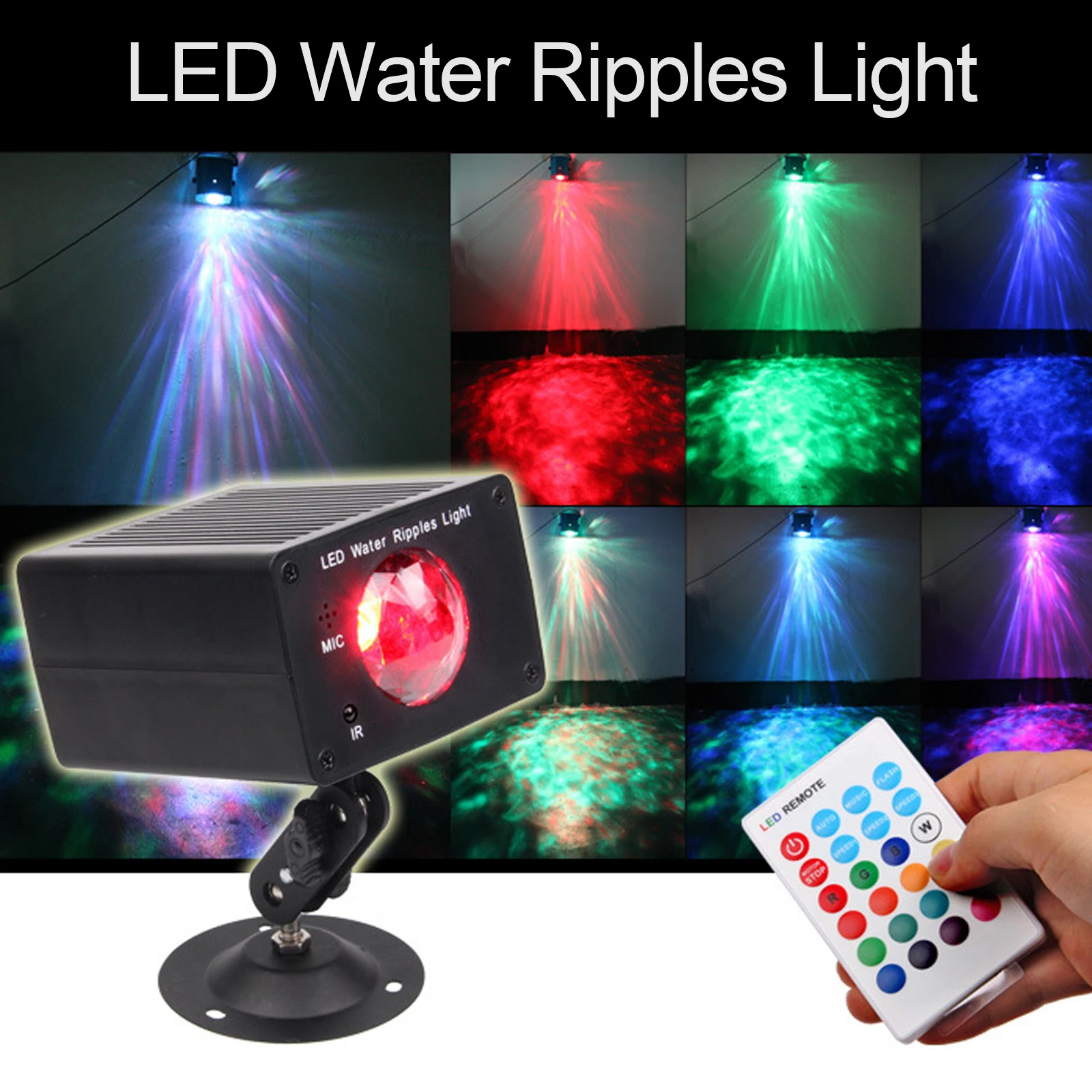 

AC100-240V 9W Water Ripples Light LED Stage Party Light Water Wave Strobe Lights for Party Karaoke Wedding C-lub Bar Disco DJ