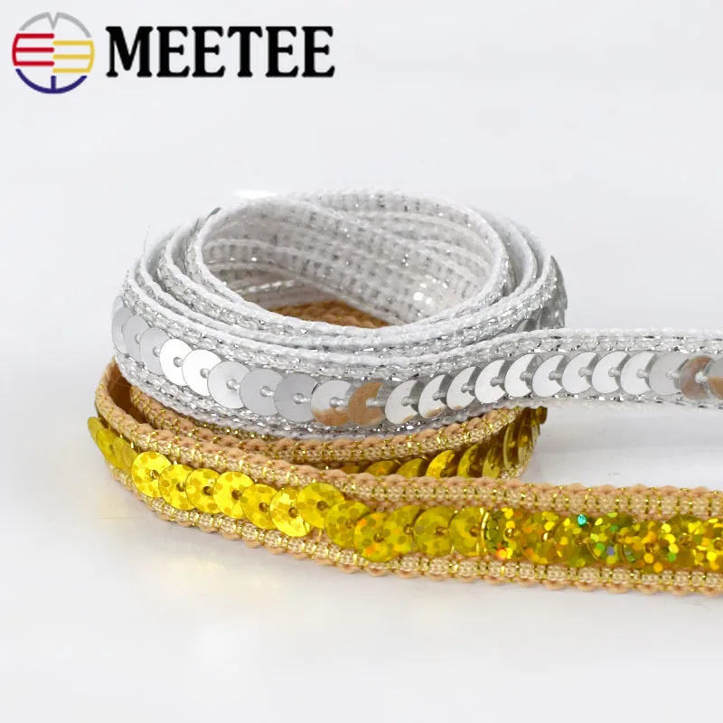 10/20 метров Metee 12 мм плетеная кружевная тканевая лента с блестками для