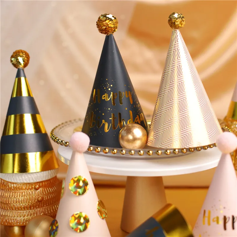 3 шт. блестящая золотая мини-шляпа на день рождения с красочными звездами для
