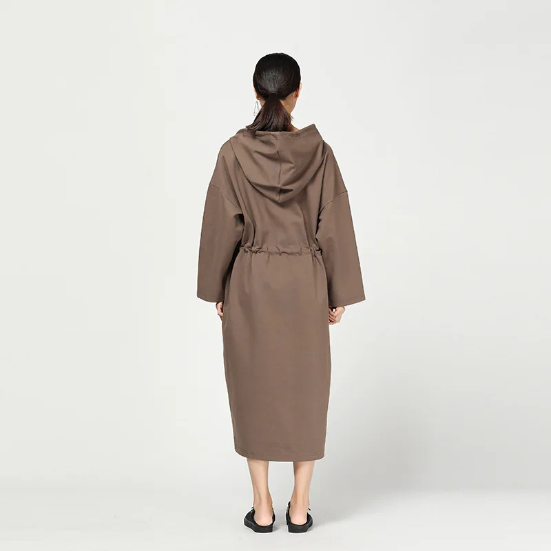 XITAO Waist Long Hoodies Midi Dress Korea Fashion New Pocket Drawstring Pullover Wild Joker 2019 Autumn Split ZLL1379 | Женская одежда
