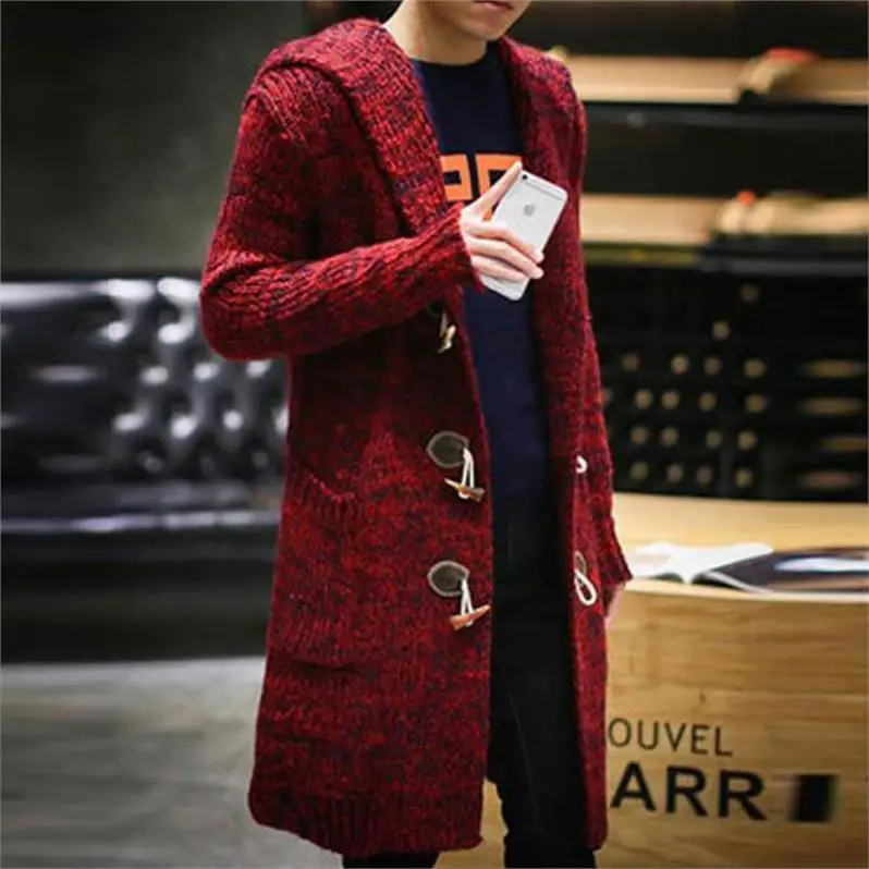 OLOEY мужские свитера с длинными рукавами Пальто кардиган осень зима капюшоном