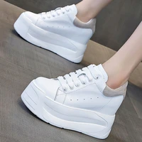 punk creepers fashion sneaker womens white genuine leather ankle boots platform wedge high heels creepers party pumps