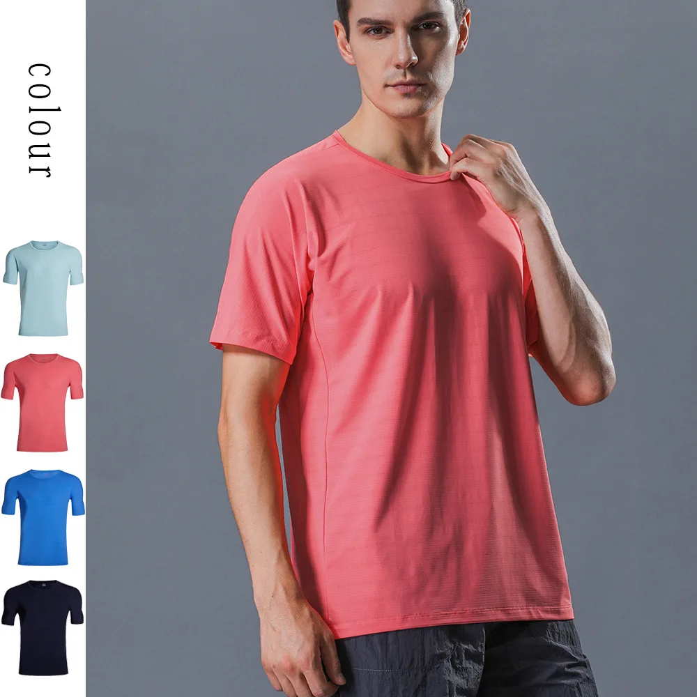 

Men's T-shirt Short-sleeved New Summer Running Sports Breathable Quick-drying Ice Silk Stretch Top Compassionate Ropa Deportiva