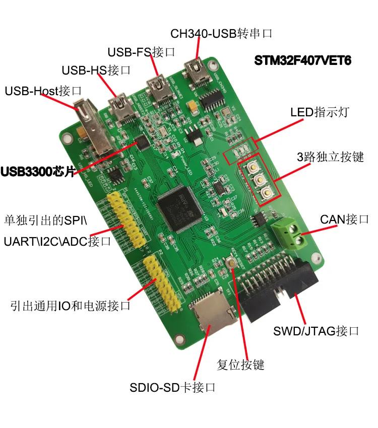 STM32 F407 USB HS FS USB3300 высокое Скорость HID CDC USBHost печатной платы до 48 месяцев |