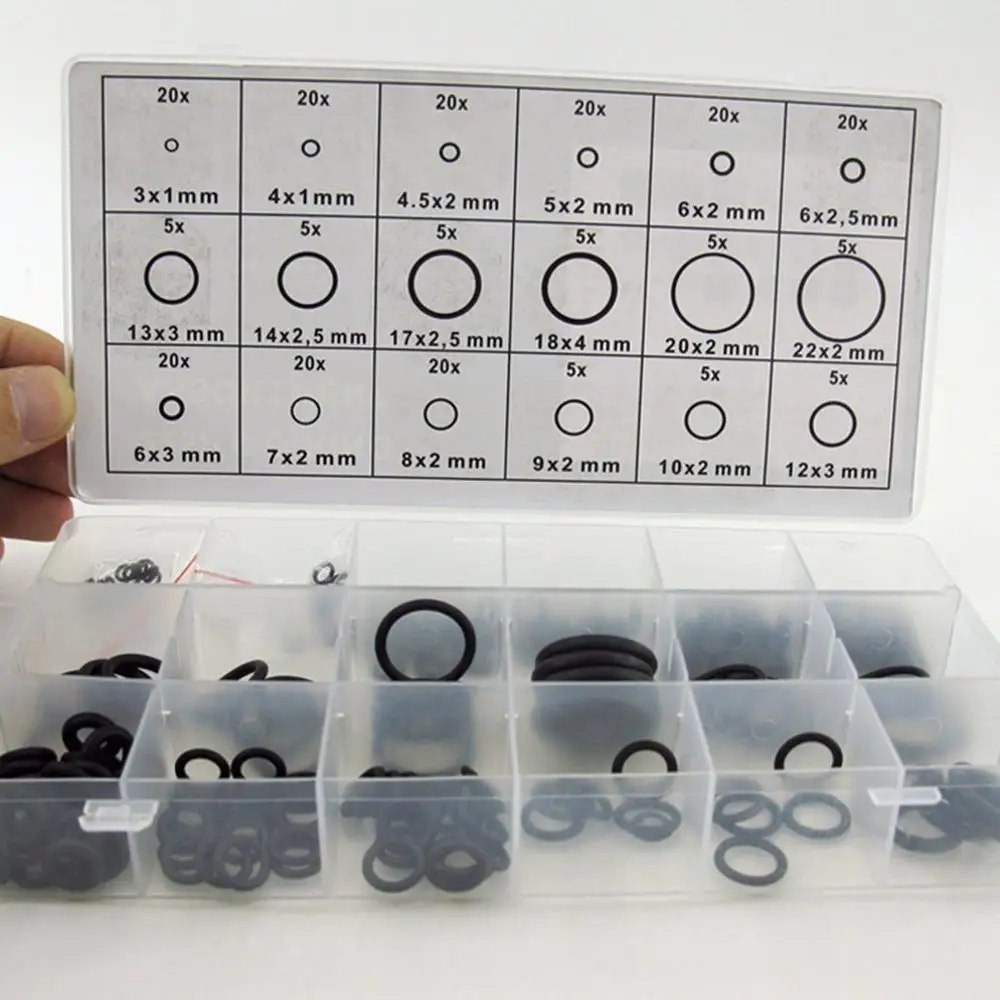 Набор резиновых уплотнительных колец 225 шт./компл. включает в себя пластиковый