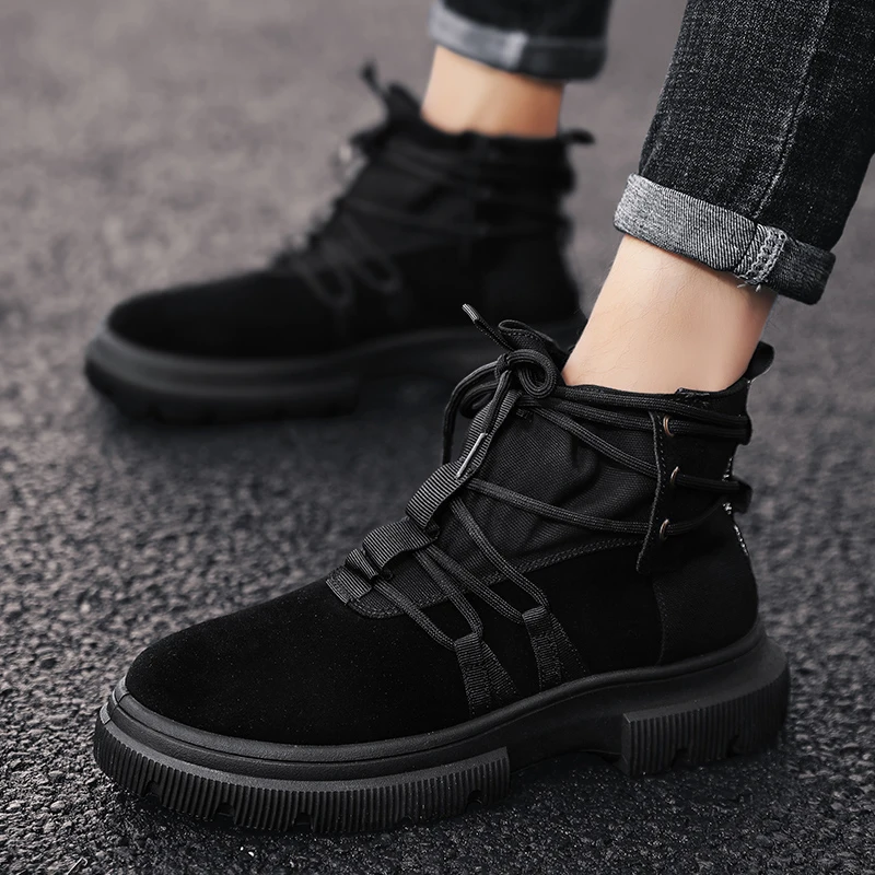 Новые мужские ботинки 2019 г. Теплые зимние на меху рабочая обувь мужская модные