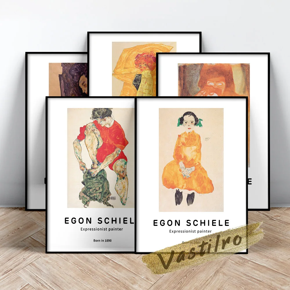

Egon Schiele Figure Sketch Painting Retro Exhibition Poster Modern Home Decor Art Prints Canvas Painting Gallery Wall Picture