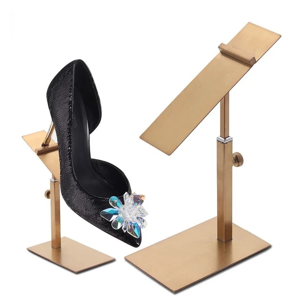 Металлические сияющие серебряные выставочные стенды для обуви стеллажи