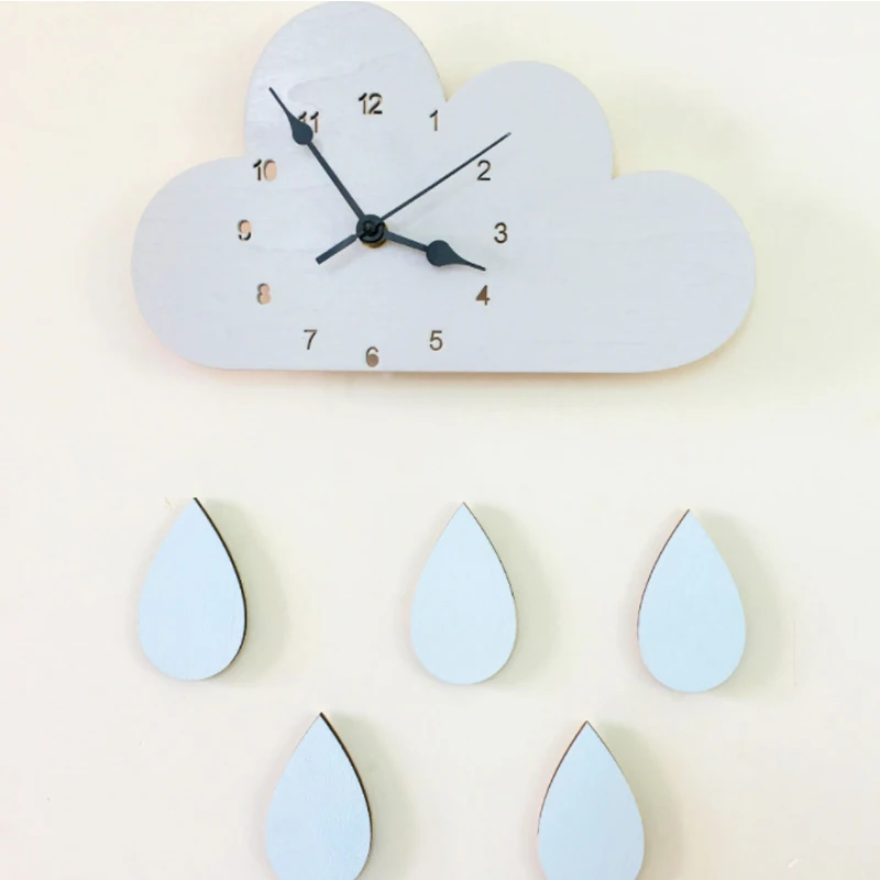 Северный дом облака Радуга капли дождя настенные часы мультфильм детей спальня