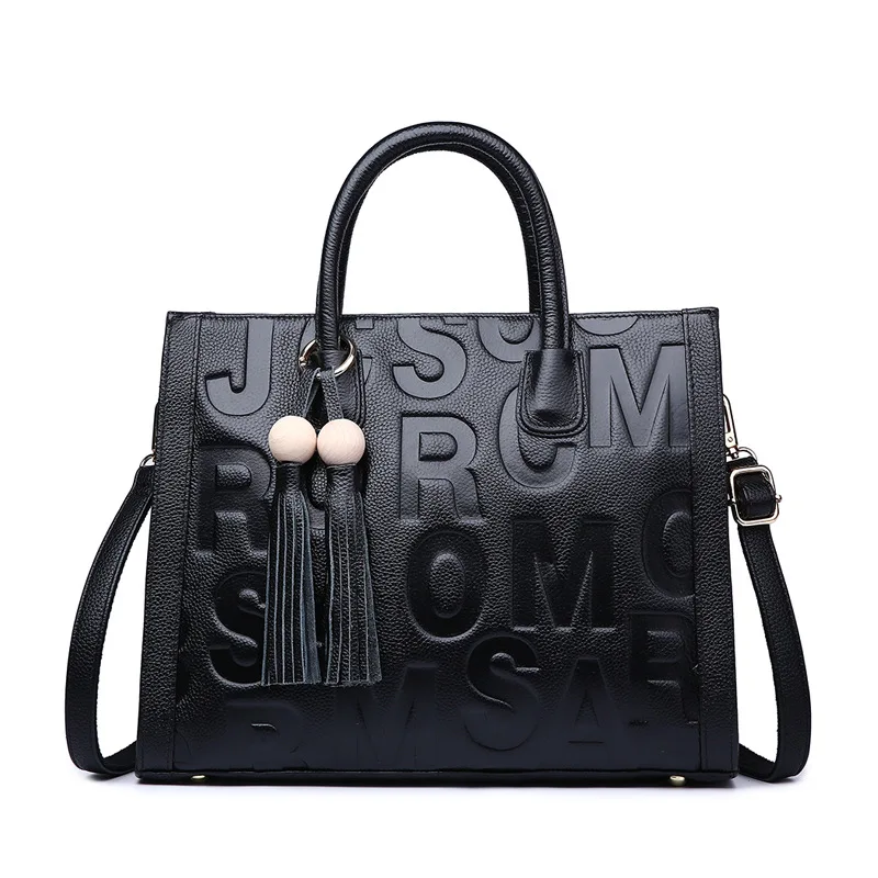 

Genuine Leather Handbags 2021 Ladies Large Capacity Messenger bag Printed latter Shoulder Bags Cross Body purse neverful satchel