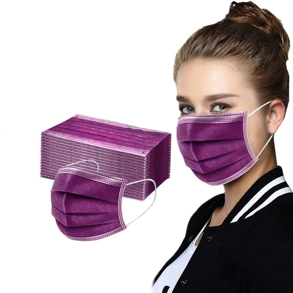 

In Stock! 50PCS Disposable Mask Mondmasker Earloop Breathable Face Mouth Masks Non-woven Melt Blown 3-layer Mascarilla