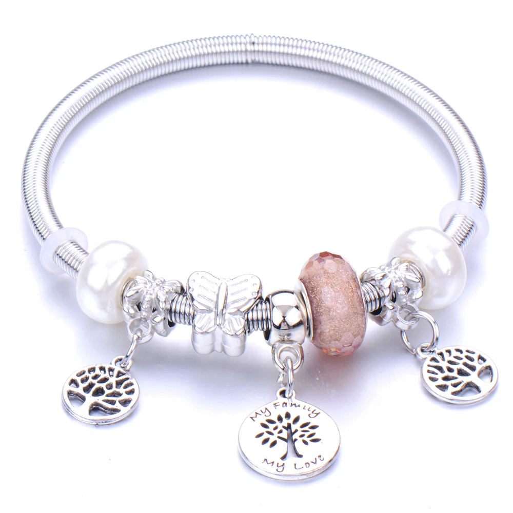 10 шт./лот женские браслеты Древо жизни жемчужные подвески браслет с бусинами