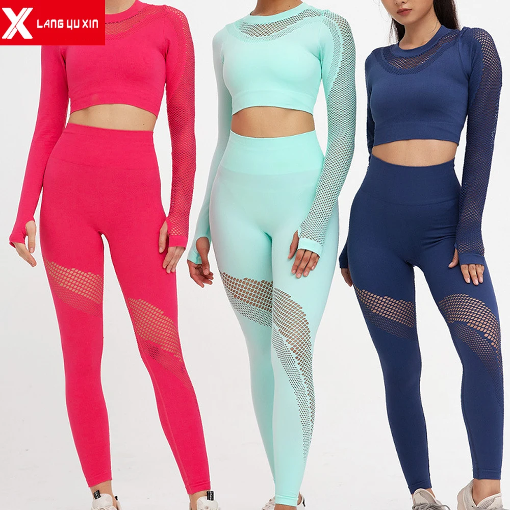 Женский бесшовный укороченный топ для йоги компрессионная футболка с длинным