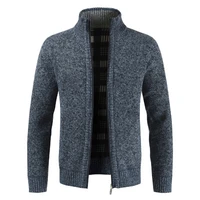 new mens sweater coat fashion patchwork cardigan men knitted sweater jacket slim fit stand collar thick warm cardigan coats men