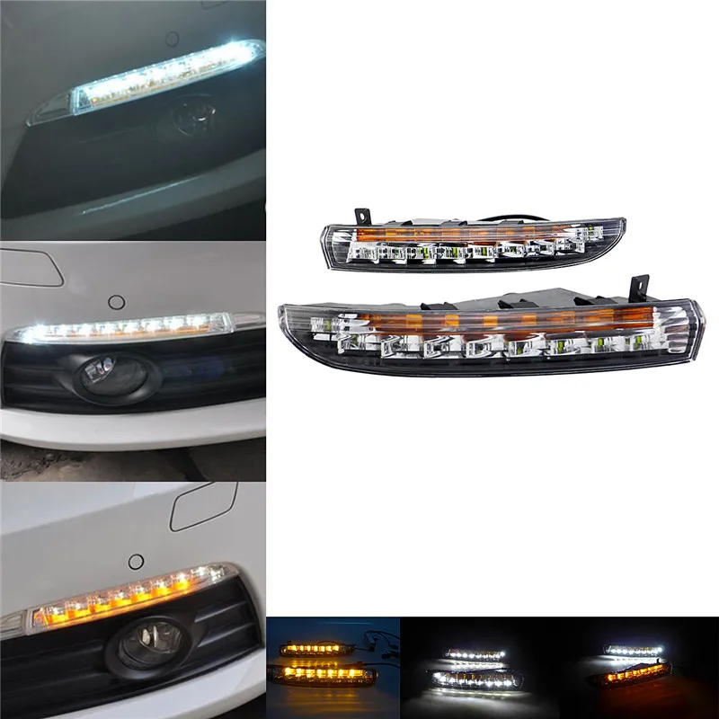 Luces LED de circulación diurna para coche, lámpara de señal CC Volkswagen Passat de giro para 2009-2012, luz antiniebla de día, accesorios para coche, 1 par