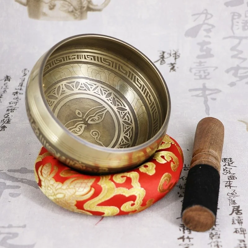 

Gandhanra Nepalese Handmade Singing Bowl Set with Carving Mantra & Gorgeous,For Meditation,Chakra,Mindfulness,Sound Healing,Gift