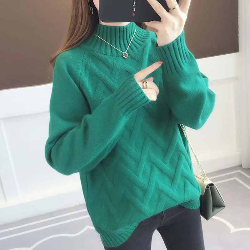 

Womens Ribbed Sweaters Tops Fall Winter 2019 New Long Sleeve Half Turtleneck Pullover Jumpers Knitwear Women Sweater Fashion