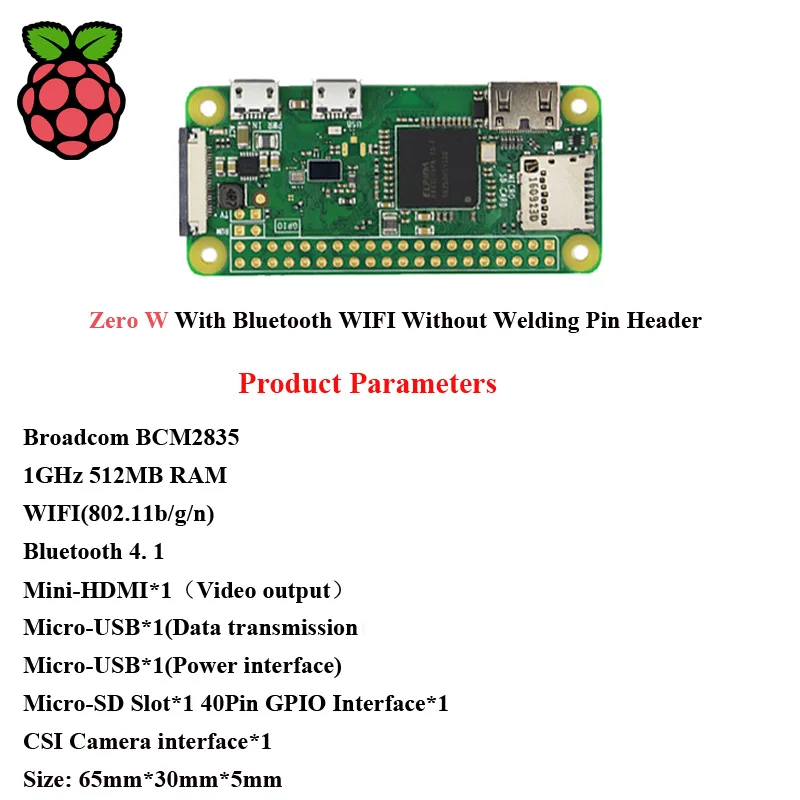 Оригинальный Raspberry Pi Zero W беспроводной стартовый комплект с адаптером питания