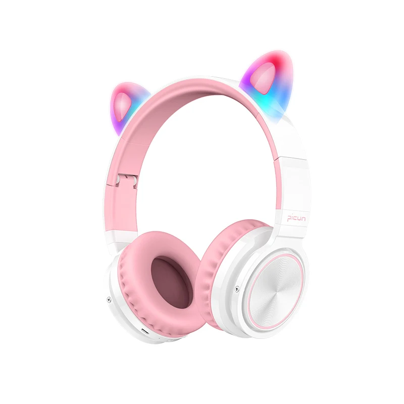 Наушники PICUN с кошачьими ушками Bluetooth 5 0 светодиодная подсветка шумоподавление