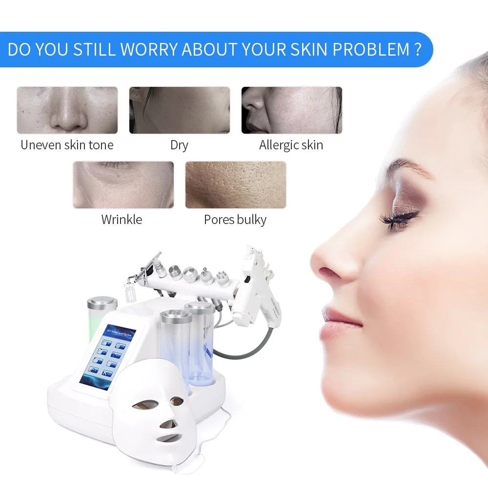 8 In 1 Vacuum Face Cleaning Hydro Water Oxygen Jet Peel Machine Ance Pore Cleaner Facial Massage Small Bubble Skin Care Device