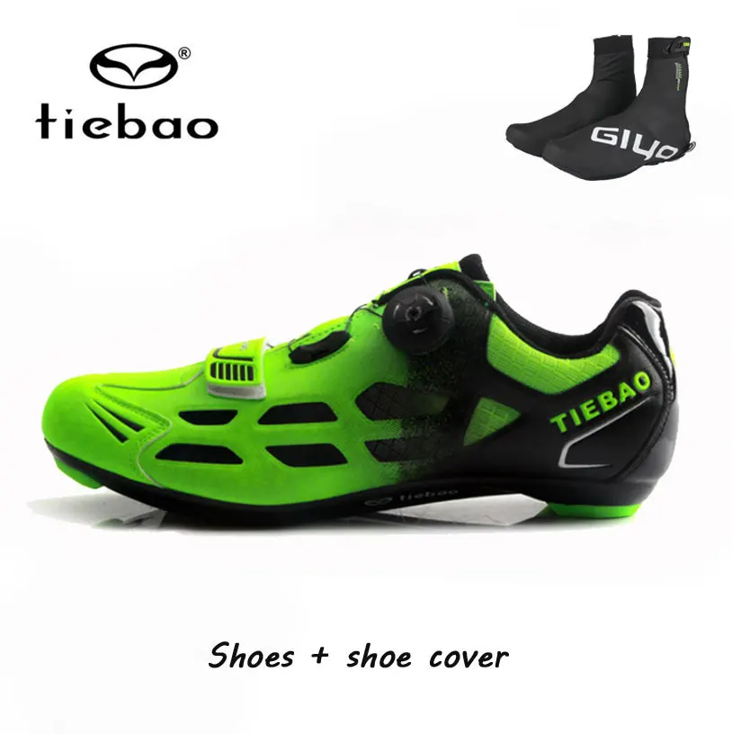 green shoe covers Tiebao/Мужская обувь для езды на велосипеде; Нескользящая дышащая велосипедная обувь; спортивные гоночные кроссовки; обувь для велосипеда; Zapatillas Ciclismo - Цвет: green shoe covers